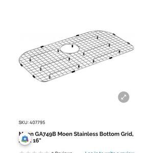 Moen GA749B Kitchen Sink Bottom Grid Protect 26"x16" Rear Drain D Shape Stainles